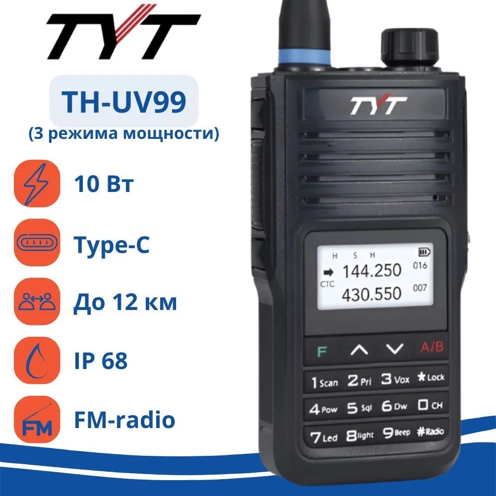 Рация TYT UV-99 , IP68,TYPE C