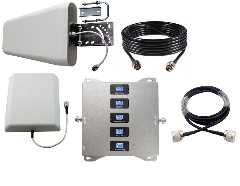 Усилитель репитер 2G/3G 4G LTE (800/900/1800/2100/2600МГц) до 300м² (комплект)